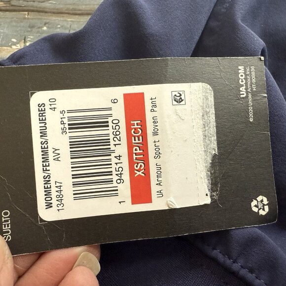 Under Armour Sport Woven Pants Womens XS Heatgear Navy Blue Jogger Run Gym NWT - Picture 8 of 12